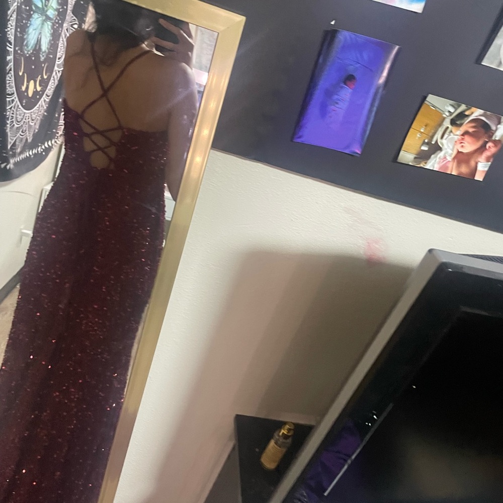 Elegant Burgundy Sequin Gown
